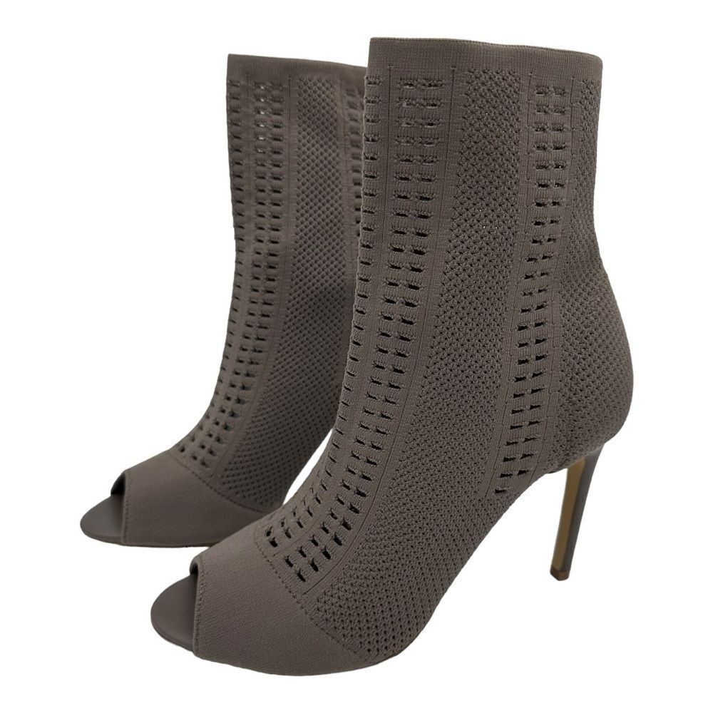 Charles by Charles David Rebellious‎ Knit Open-Toe Stiletto Sock Bootie Taupe 9M